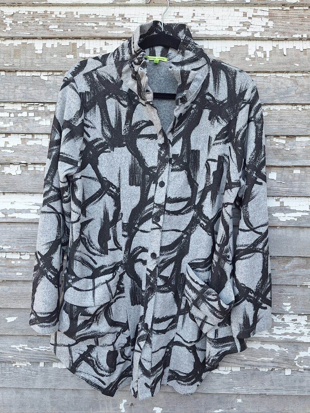 Trisha Tyler soft & warm button down jacket/shirt w/side pockets Size XL
